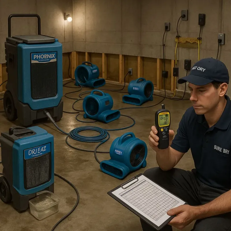 Structural Drying and Dehumidification process in Piedmont, OK